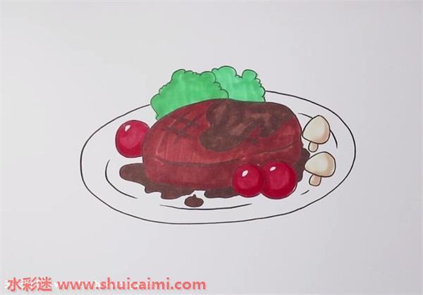 牛排怎么画 牛排简笔画步骤