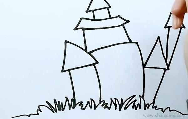 万圣节城堡儿童画怎么画 万圣节城堡简笔画图片