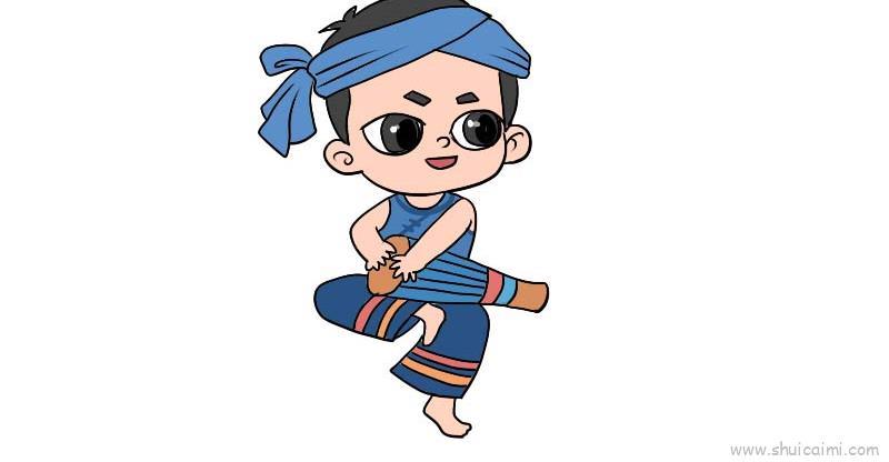 少数民族打鼓儿童画怎么画 少数民族打鼓简笔画图片大全