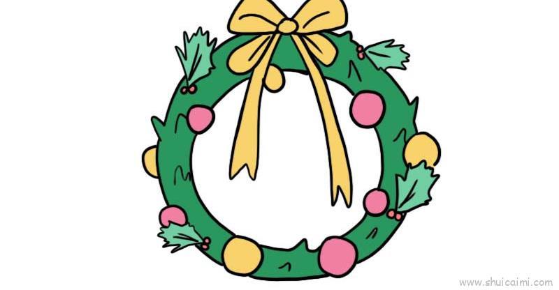 圣诞节花环儿童画怎么画 圣诞节花环简笔画图片