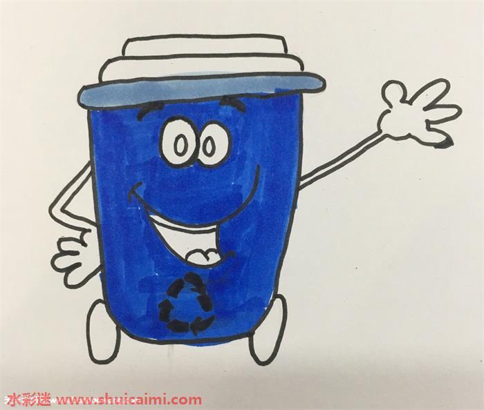 垃圾桶怎么画 垃圾桶简笔画简单易画彩色