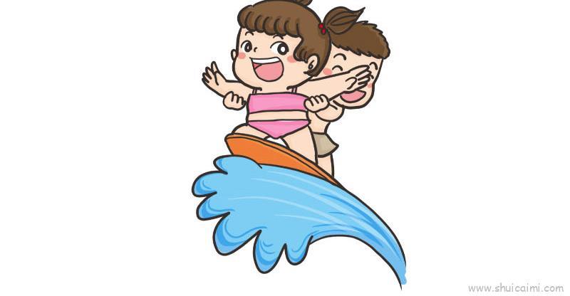 冲浪儿童画怎么画 冲浪简笔画简单