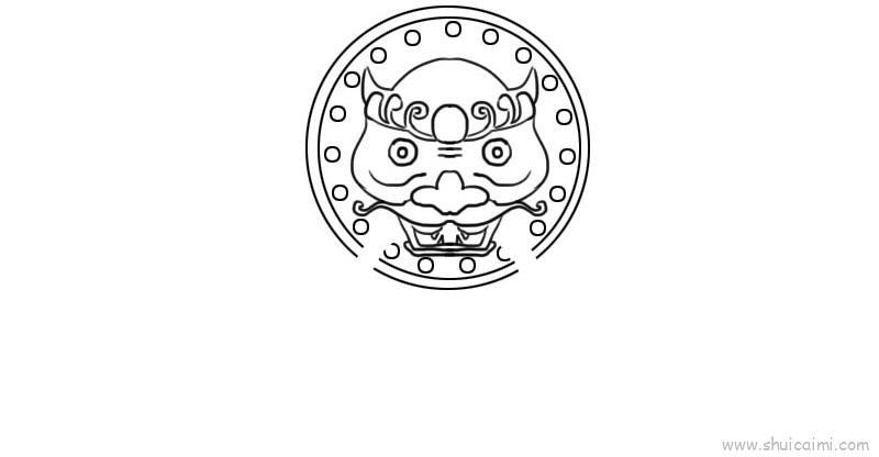辅首衔环卡通简笔画教学步骤