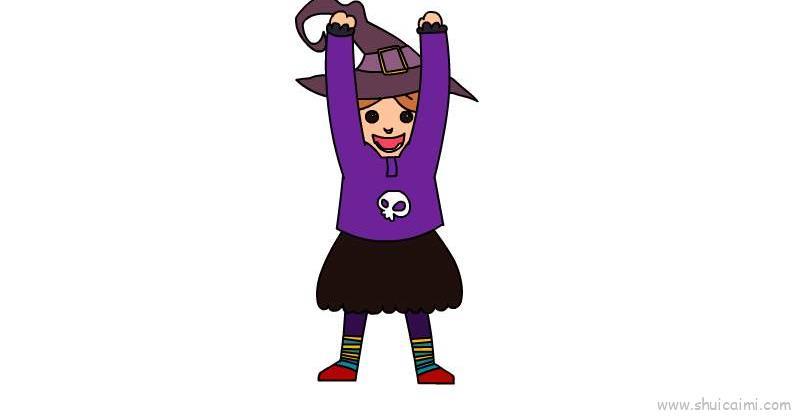 万圣节女巫装扮儿童画怎么画 万圣节女巫装扮简笔画好看