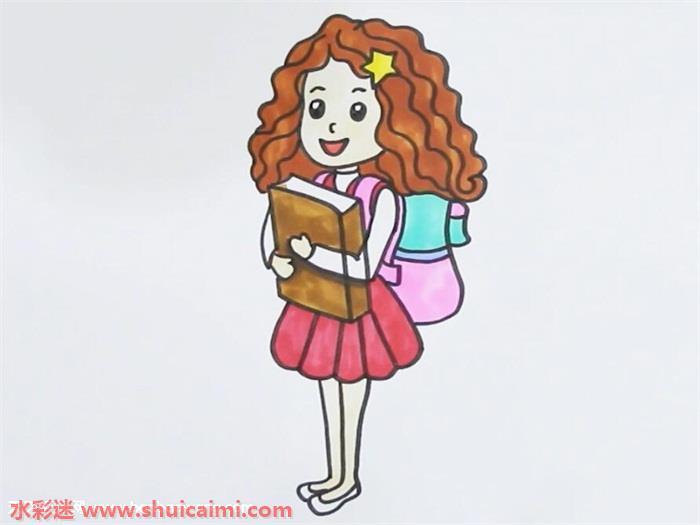 卷发女孩简笔画怎么画画法