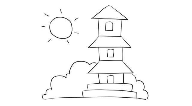 塔简笔画 塔简笔画带颜色