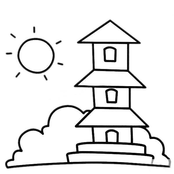 宝塔简笔画 膳食宝塔简笔画