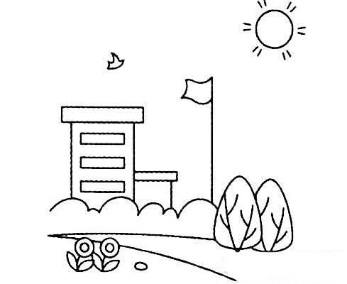 我的学校简笔画 我的学校简笔画四年级