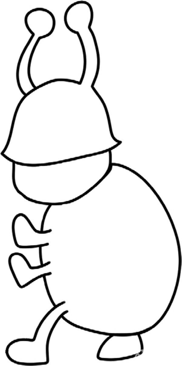 推粪球的甲虫的的简笔画怎么画 推粪球的甲虫的简笔画图片