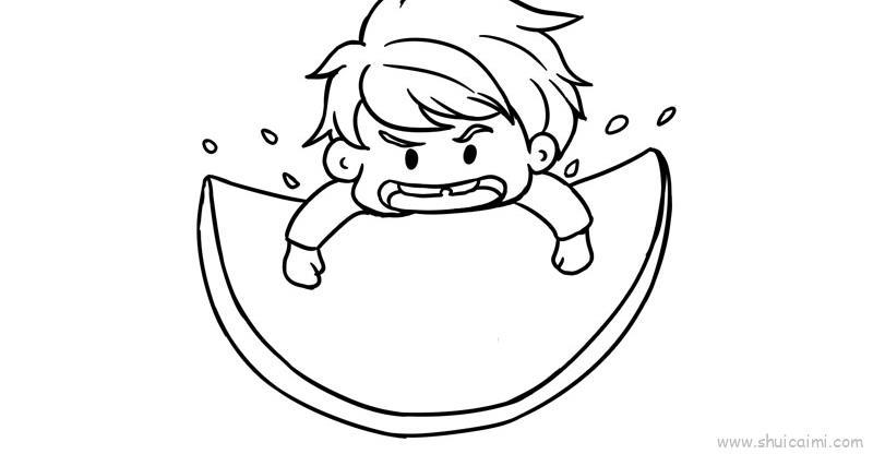 夏至吃西瓜儿童画怎么画 夏至吃西瓜简笔画画法