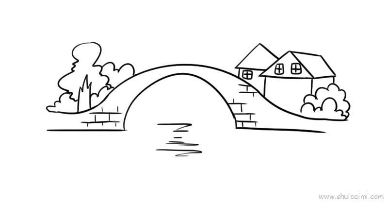 小桥流水人家儿童画怎么画 小桥流水人家简笔画顺序