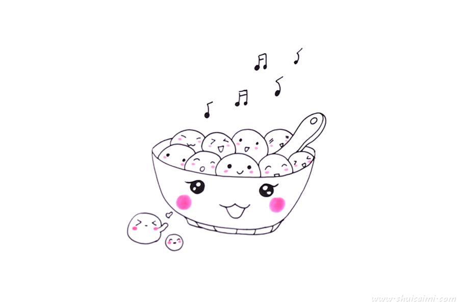 汤圆怎么画 汤圆简笔画画法