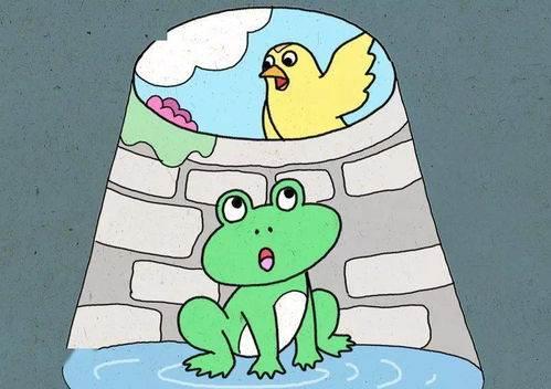 坐井观天简笔画 坐井观天简笔画四连图