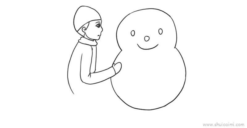 冬至堆雪人儿童画怎么画 冬至堆雪人简笔画简单