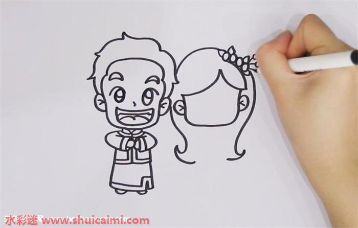 新婚夫妻怎么画 新婚夫妻简笔画简单易画彩色