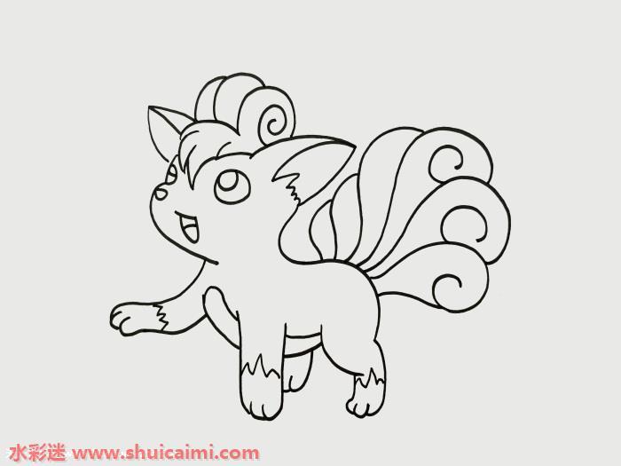 六尾怎么画简单可爱 六尾简笔画画法分步