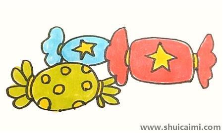 彩色糖果儿童简笔画