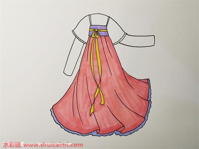 古装裙子怎么画 古装裙子简笔画彩色