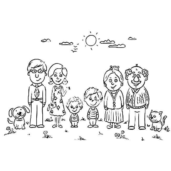 全家福简笔画四口之家 全家福简笔画四口之家两个女孩