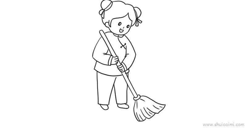 打扫儿童画怎么画 打扫简笔画画法