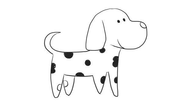 斑点狗简笔画 可爱斑点狗简笔画