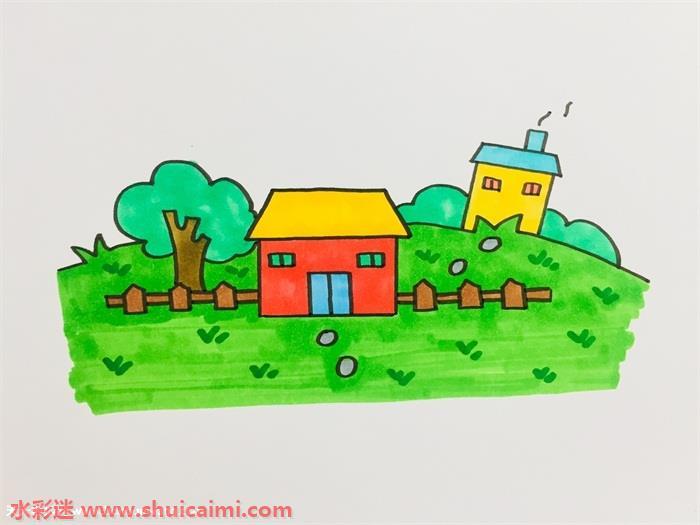 美丽乡村怎么画 美丽乡村简笔画图片大全带颜色