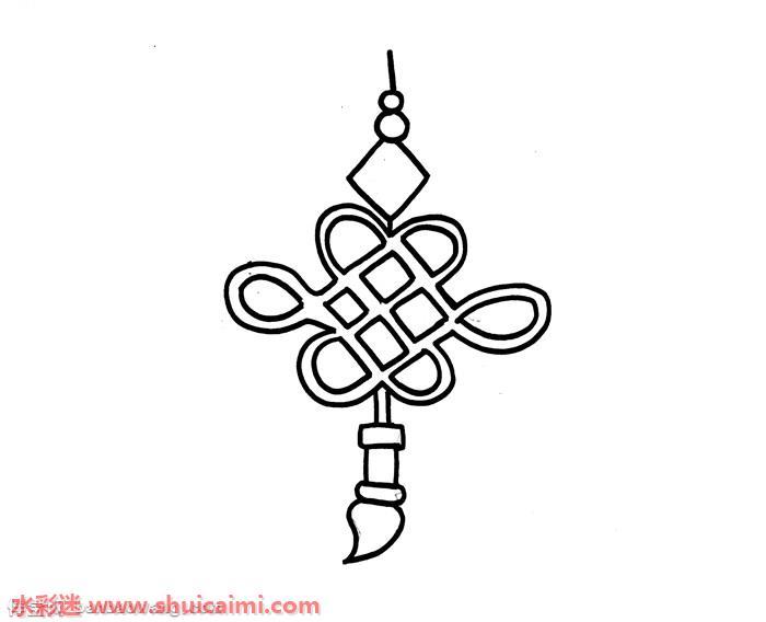 红色中国结怎么画 红色中国结简笔画彩色