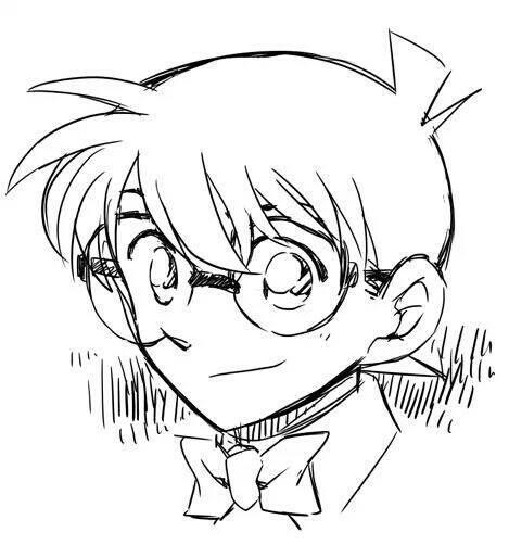 柯南简笔画 手绘柯南头像简笔画