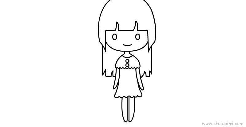 女生卡通简笔画教程步骤图解