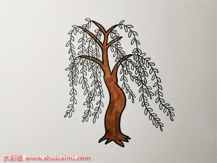 柳树怎么画 简笔画柳树步骤教程图