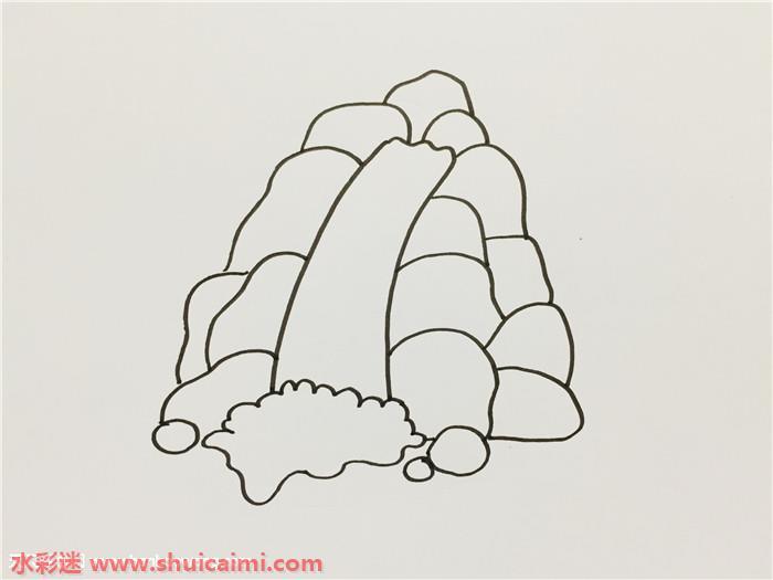 小学生瀑布怎么画 瀑布简笔画简单好看带颜色