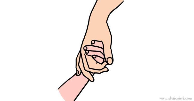 大手牵小手儿童画怎么画 大手牵小手简笔画好看