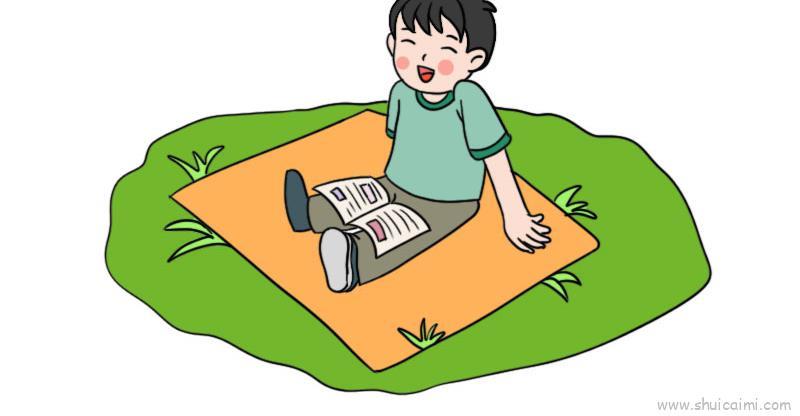 清明节小孩踏青儿童画怎么画 清明节小孩踏青简笔画步骤