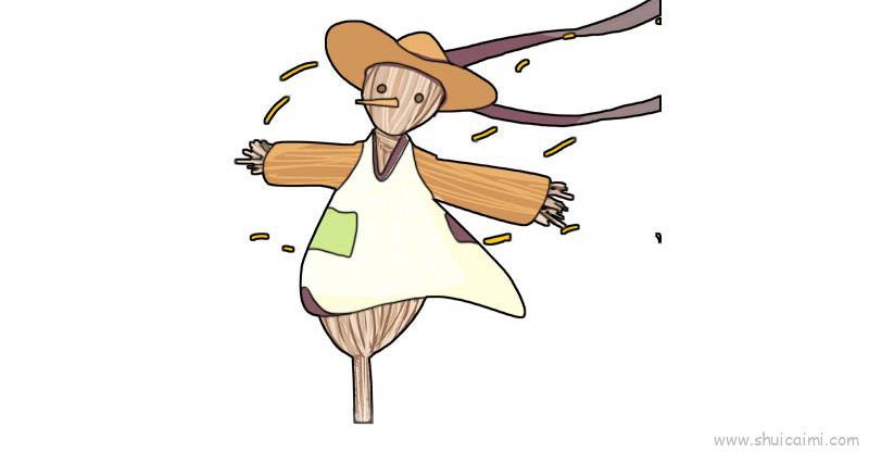 稻草人儿童画怎么画 稻草人简笔画顺序