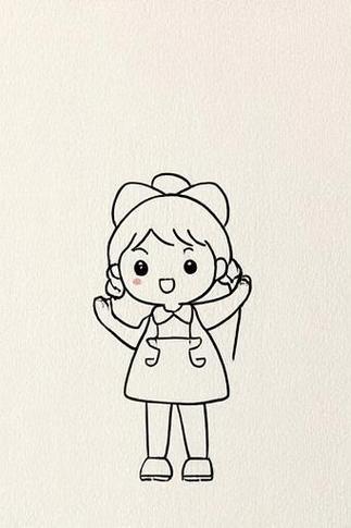 简笔画超可爱卡通小女孩