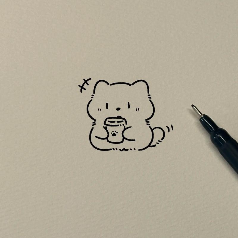 简笔画教程可爱简笔画小猫咪每日一画简笔画治愈画抖音