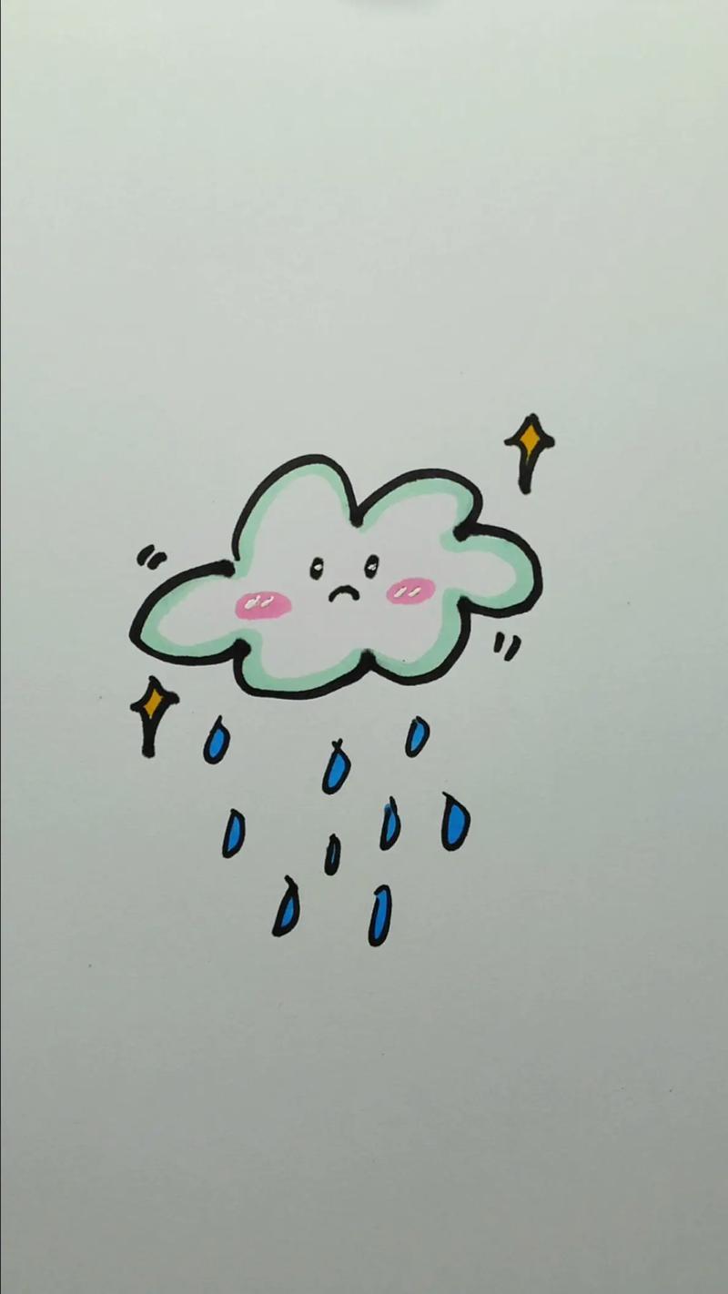 下雨简笔画教程1半圆线画外轮廓画出很多滴小雨滴