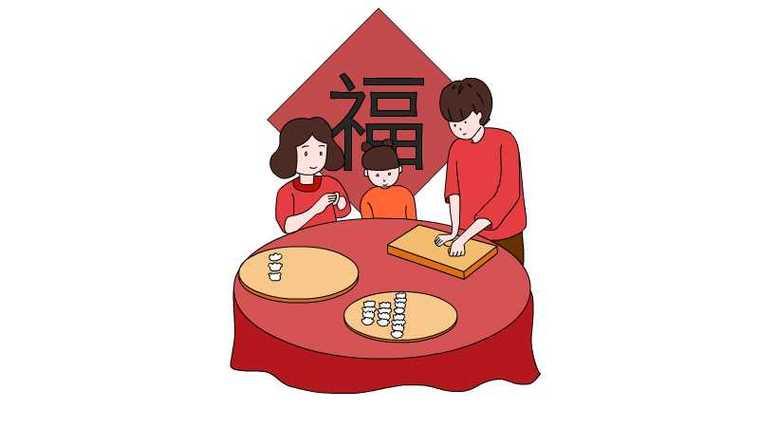 春节人包饺子的简笔画过春节一家人包饺子简笔画爱个性