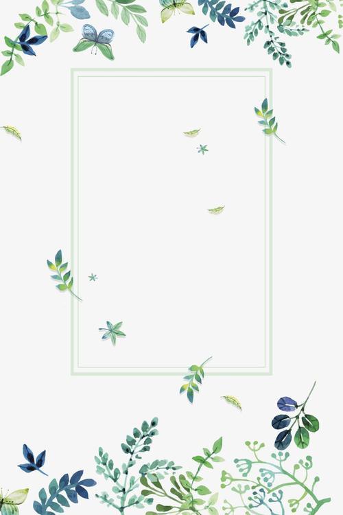 小清新绿色花草边框