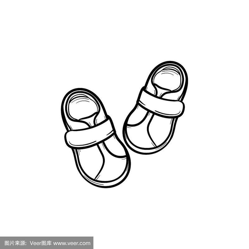 婴儿鞋手绘轮廓涂鸦图标
