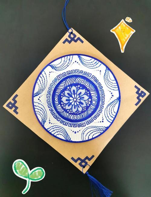 68岁儿童画青花瓷盘教程