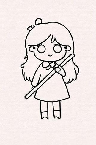 小女孩扫地简笔画