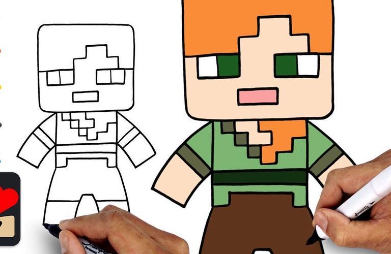 今天我们来画minecraft系列游戏的虚构角色爱丽克丝