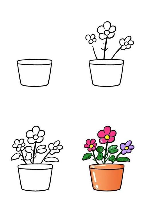 一盆花简笔画