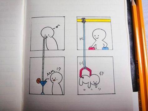 可爱简笔画四宫格
