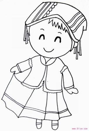 画布依族衣服简笔画