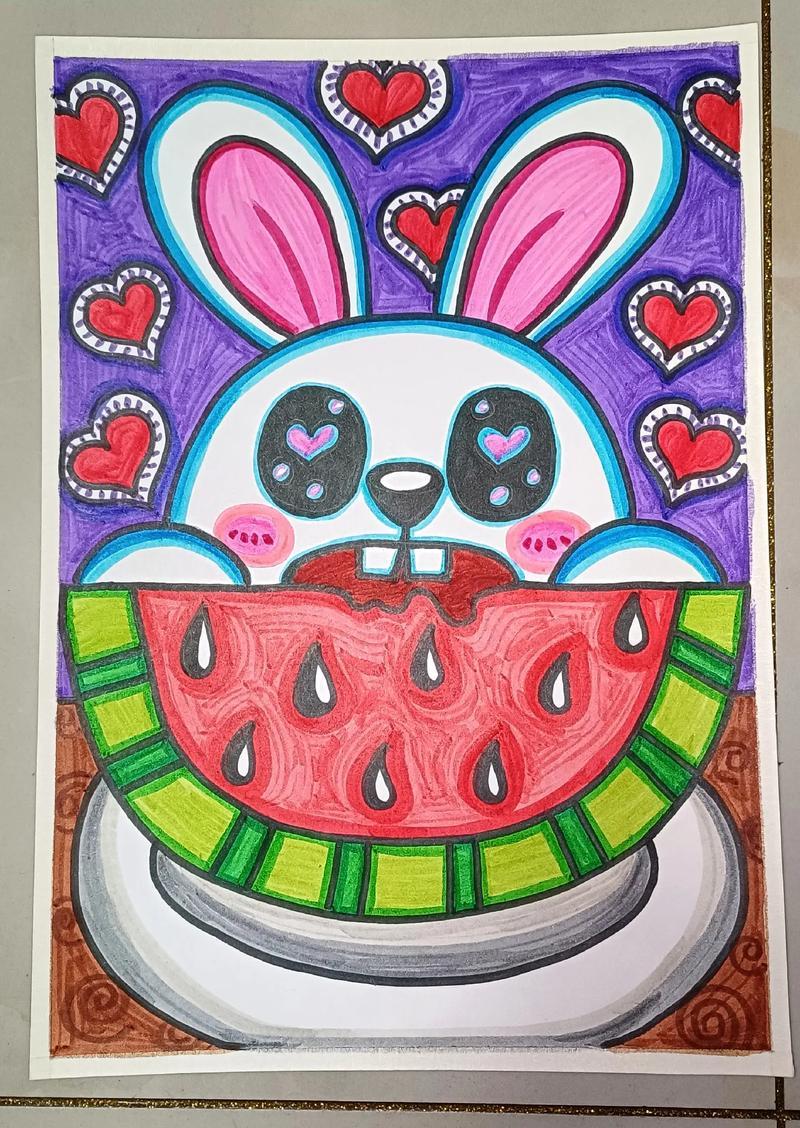 兔子简笔画马克笔儿童画儿童画简笔画抖音