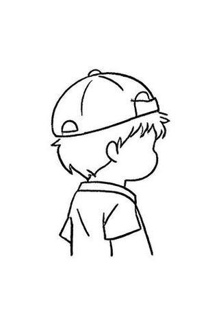 小男孩侧脸简笔画
