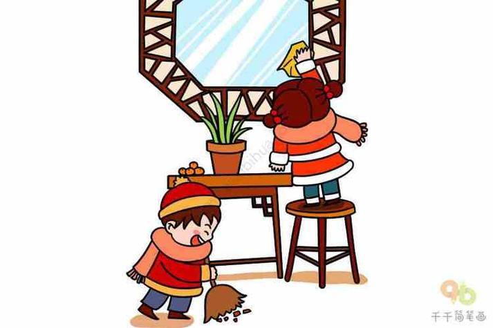 春节扫房子儿童简笔画