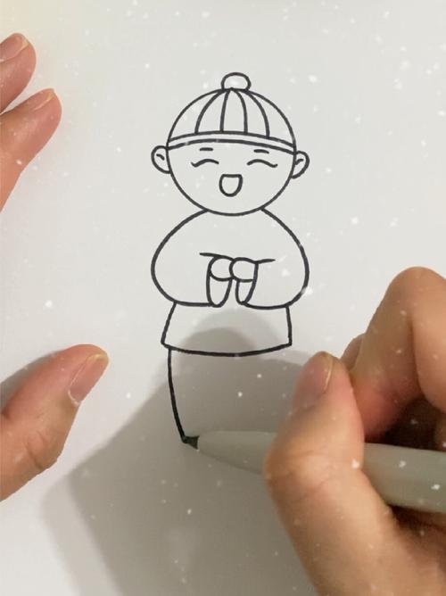 简笔画拜年小男孩快来一起画画吧